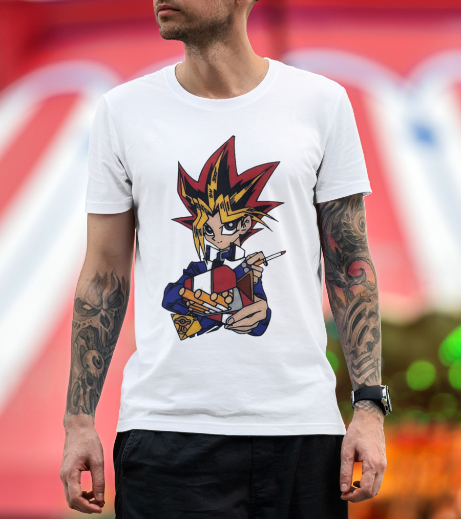 Yu-Gi-Oh Yugi Holding Cards with Millennium Puzzle T-Shirt