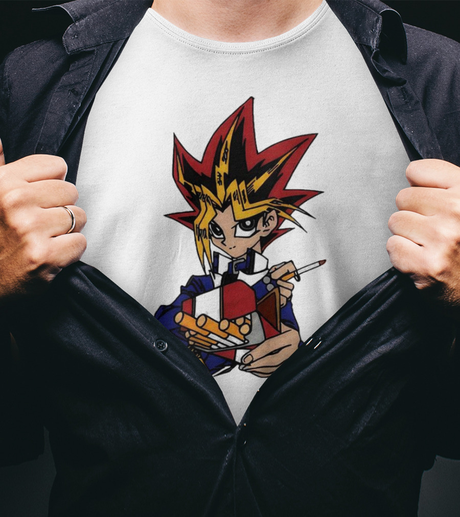 Yu-Gi-Oh Yugi Holding Cards With Millennium Puzzle T-Shirt
