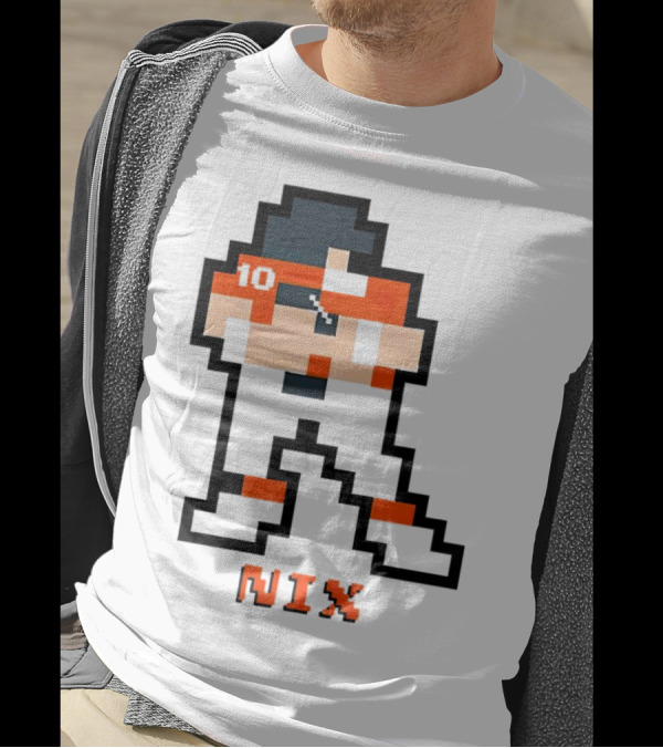 Bo Nix 8-Bit Pixel Art 10 Block Figure T-Shirt