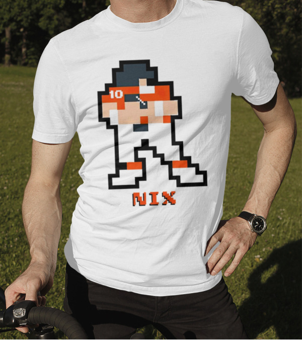 Bo Nix 8-Bit Pixel Art 10 Block Figure T-Shirt