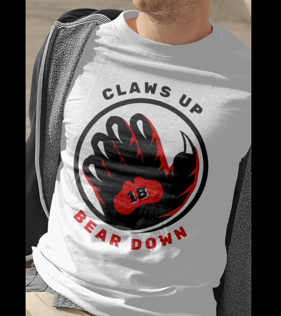 Claws Up Bear Down 18 Caleb Williams Chicago Bears T-Shirt
