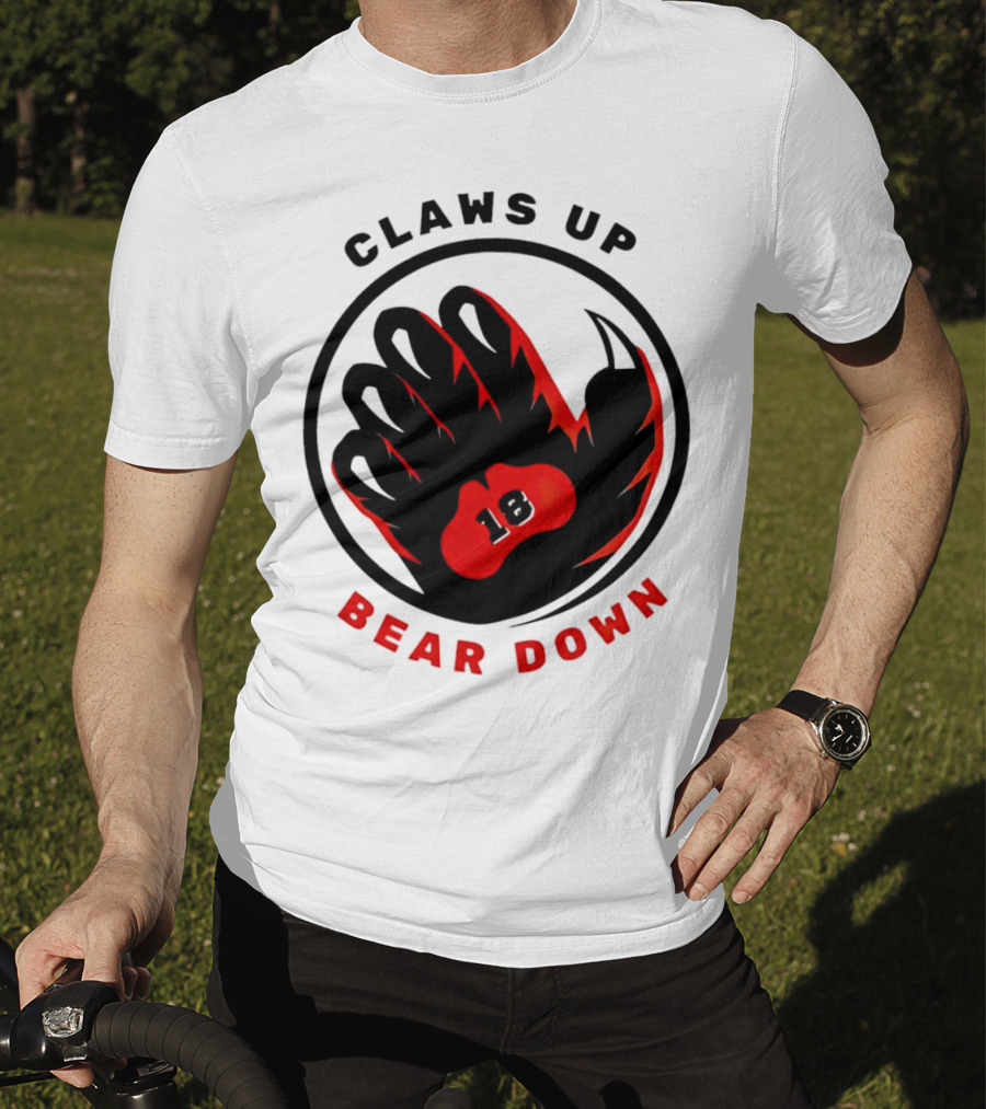 Claws Up Bear Down 18 Caleb Williams Chicago Bears T-Shirt