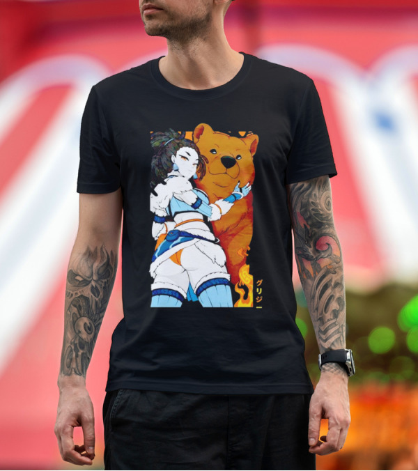 Premium T-Shirt: Grizzy X Gsupps Waifu Collab Anime Bear Fire T-Shirt Grizzy X Gsupps Waifu Collab Anime Bear Fire T-Shirt