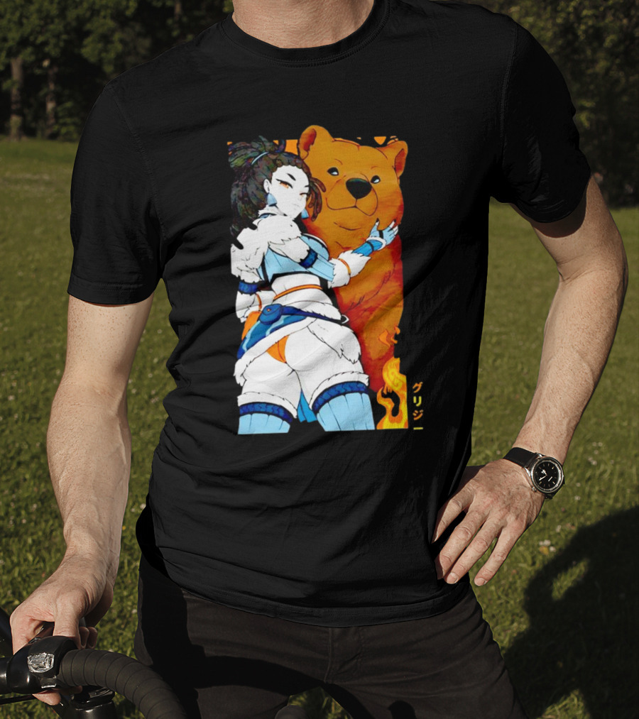 Grizzy X Gsupps Waifu Collab Anime Bear Fire T-Shirt