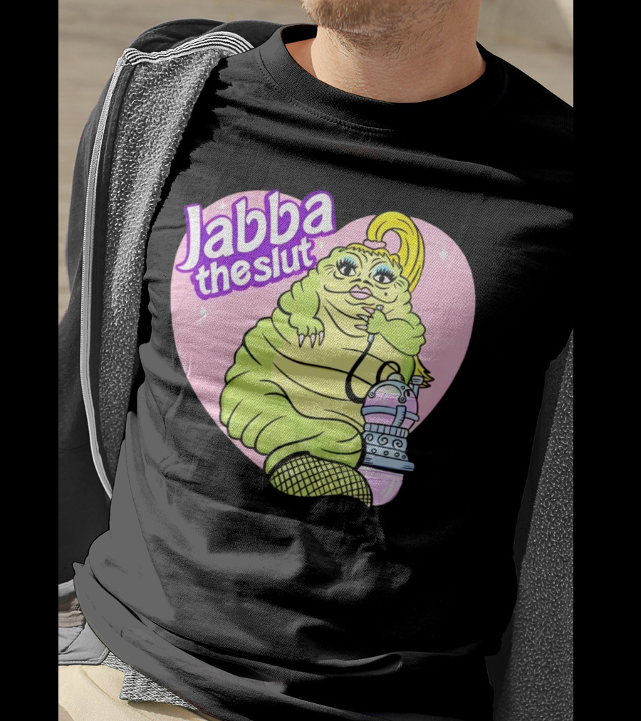 Jabba The Slut Parody Pink Heart Background T-Shirt