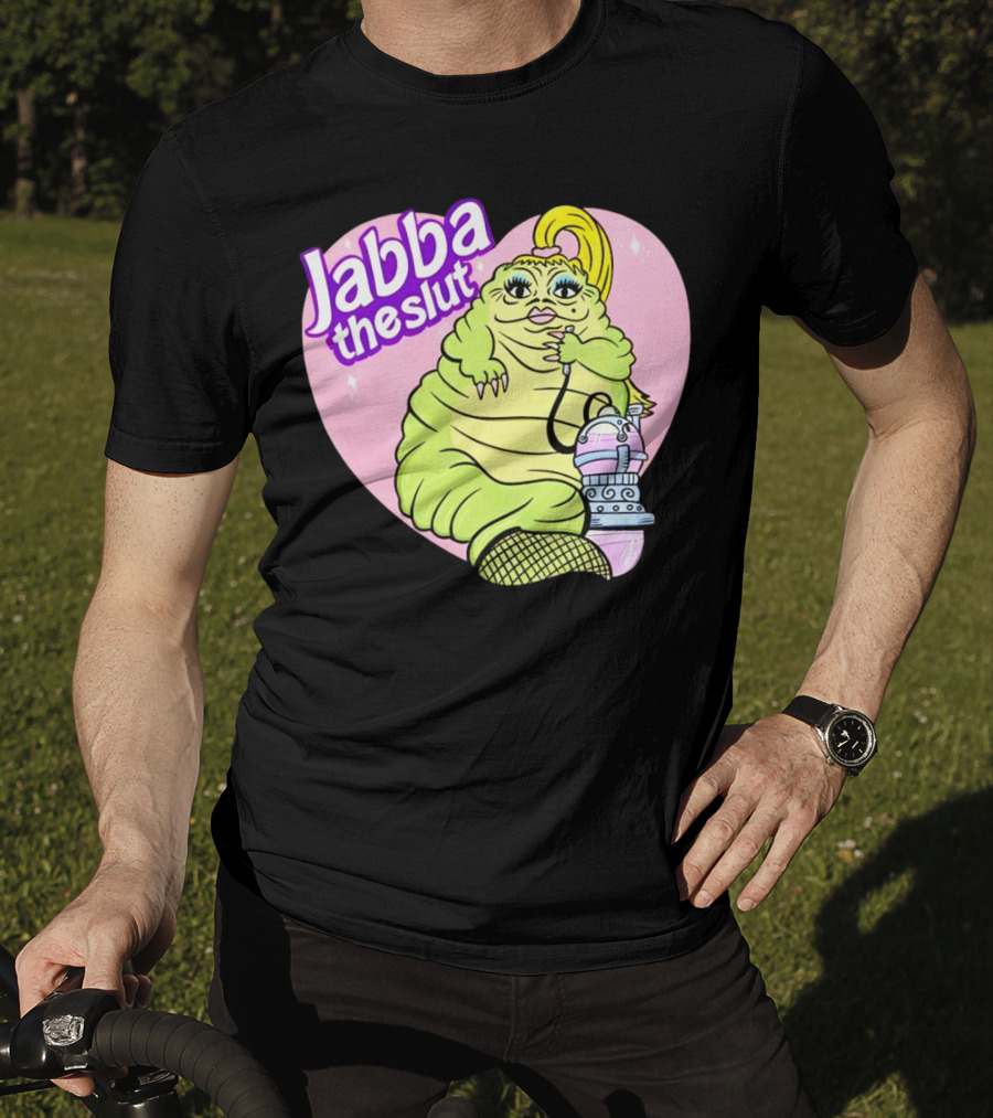 Jabba The Slut Parody Pink Heart Background T-Shirt