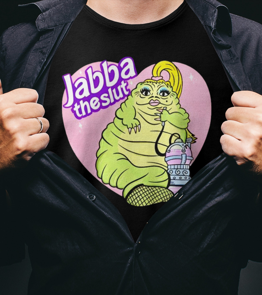 Jabba The Slut Parody Pink Heart Background T-Shirt