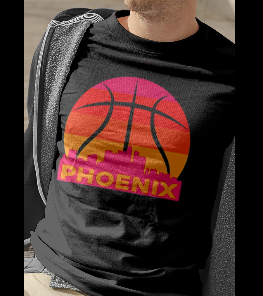 Phoenix Suns Sunset Basketball Skyline T-Shirt