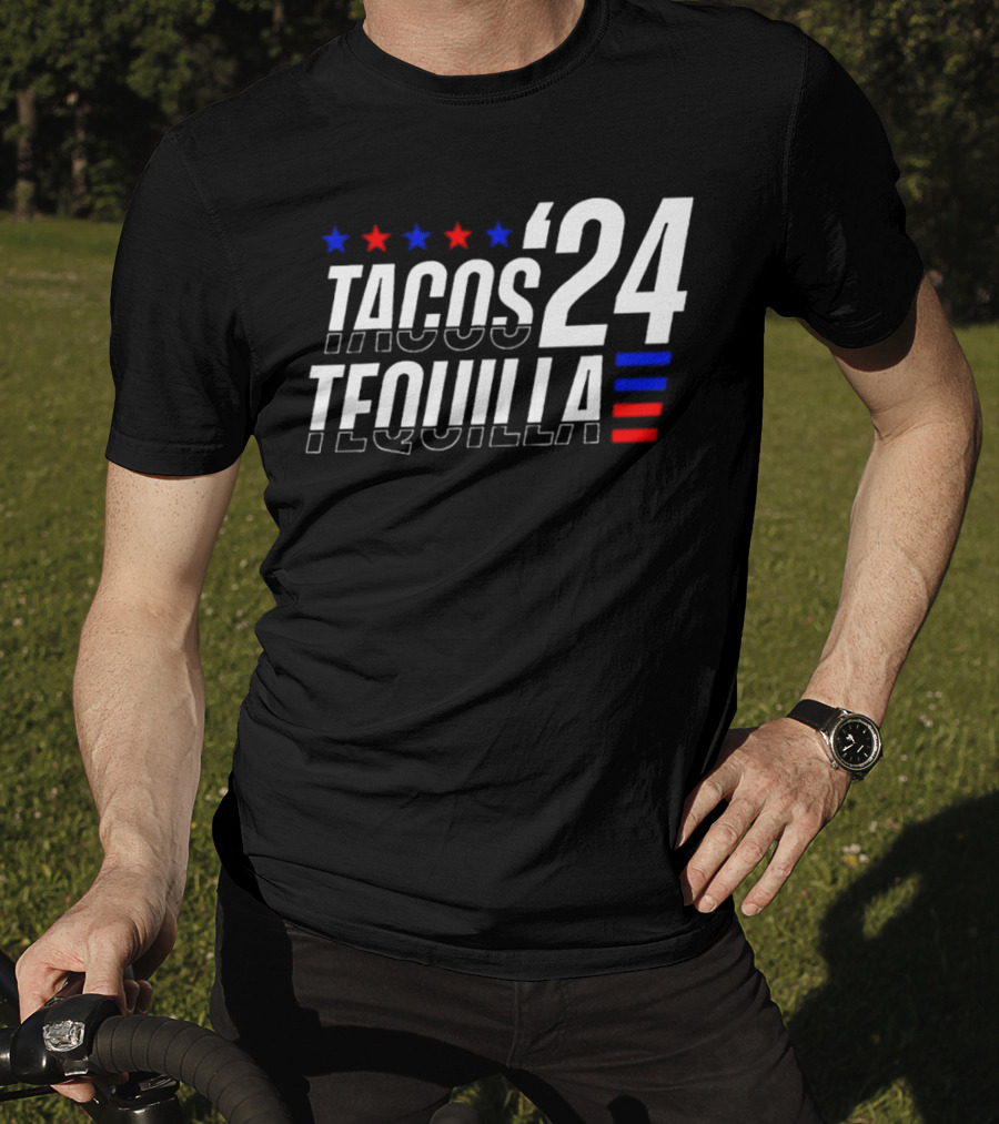 Tacos Tequila 24 Stars Red Blue T-Shirt