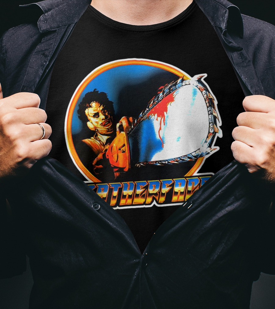 Texas Chainsaw Massacre Leatherface Vintage Horror Chrome Chainsaw T-Shirt