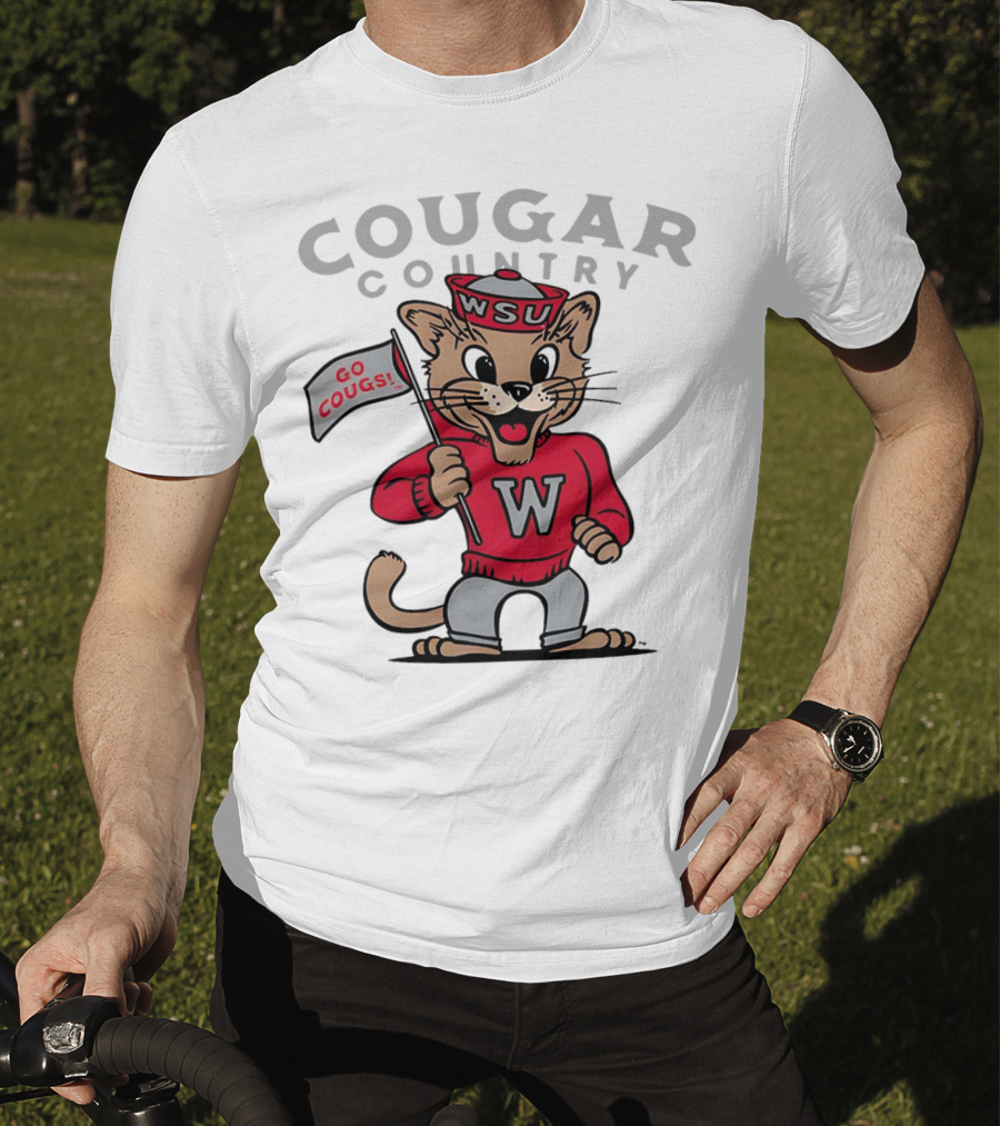 WSU Cougar Football Cougar Country Go Cougs Mascot T-Shirt