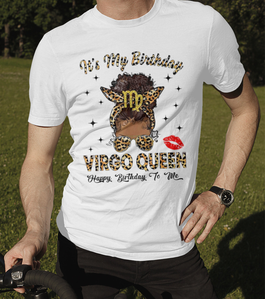 It's My Birthday Virgo Queen Happy Birthday To Me Virgo Symbol Leopard Print Red Lips T-Shirt
