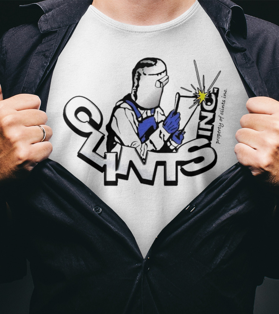 Property Of Clints Inc Welder Mechanic Welding Spark T-Shirt