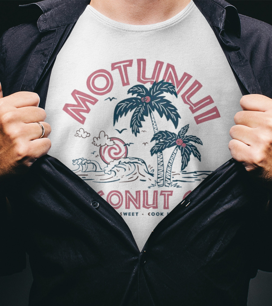 Motunui Coconut Co. The Water Is Sweet Cook Up The Meat Tropical Palm Waves T-Shirt