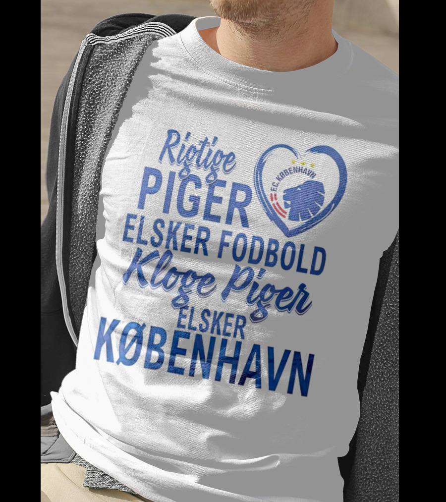 Rigtige Piger Elsker Fodbold Kloge Piger Elsker København FC T-Shirt