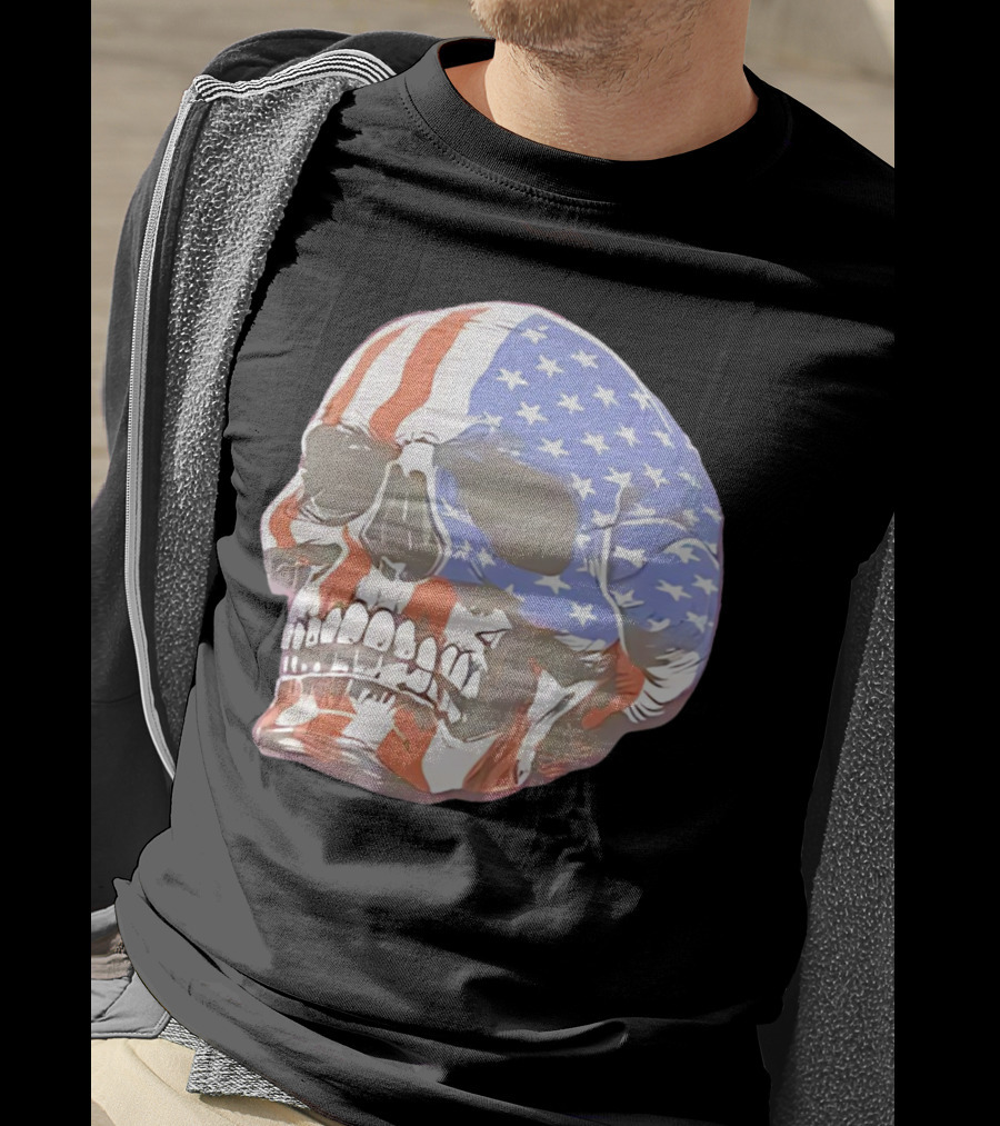 Skull With American Flag T-Shirt