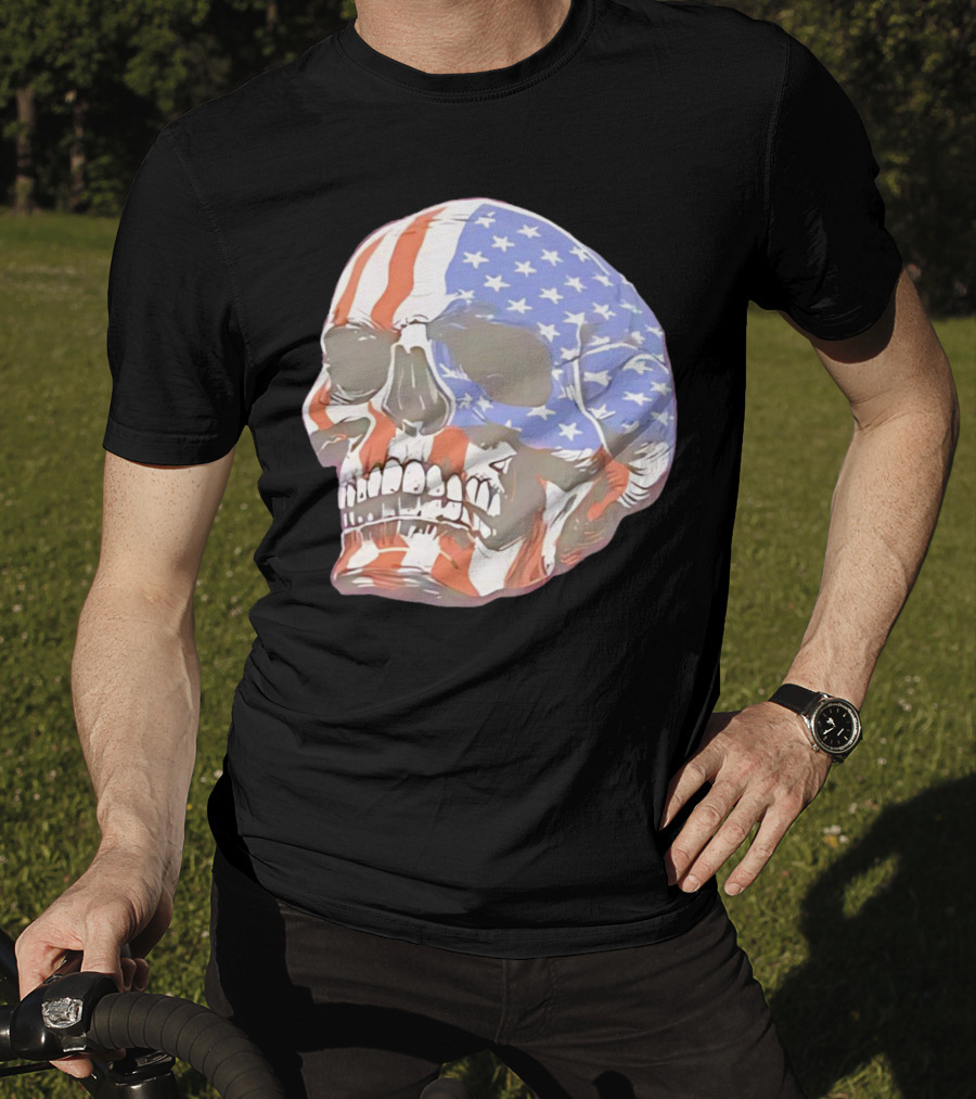Skull With American Flag T-Shirt