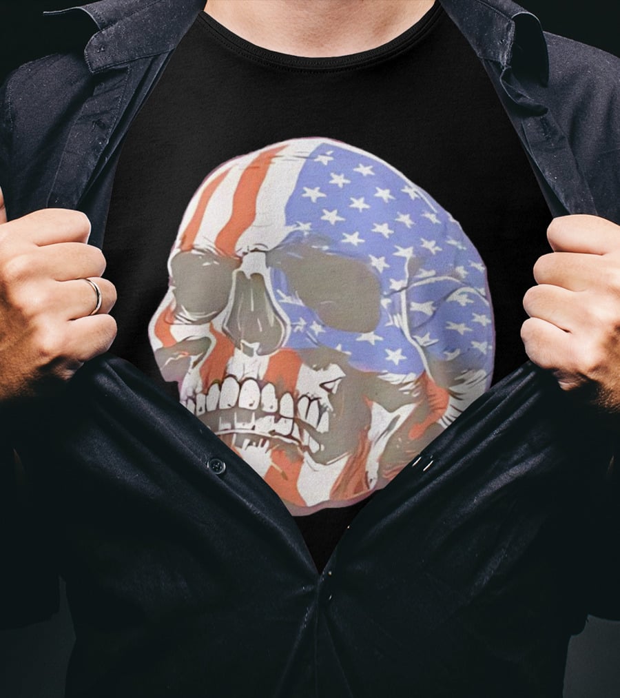 Skull With American Flag T-Shirt