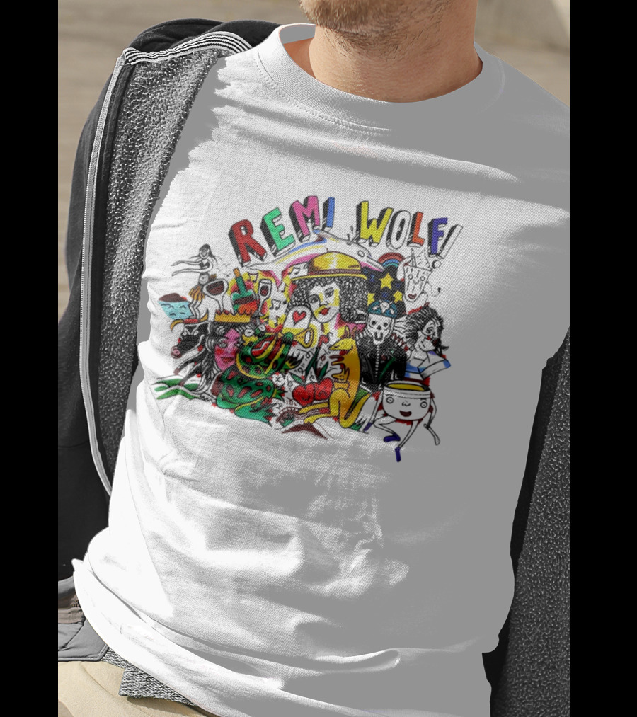 Big Ideas Remi Wolf Colorful Doodle Animation T-Shirt