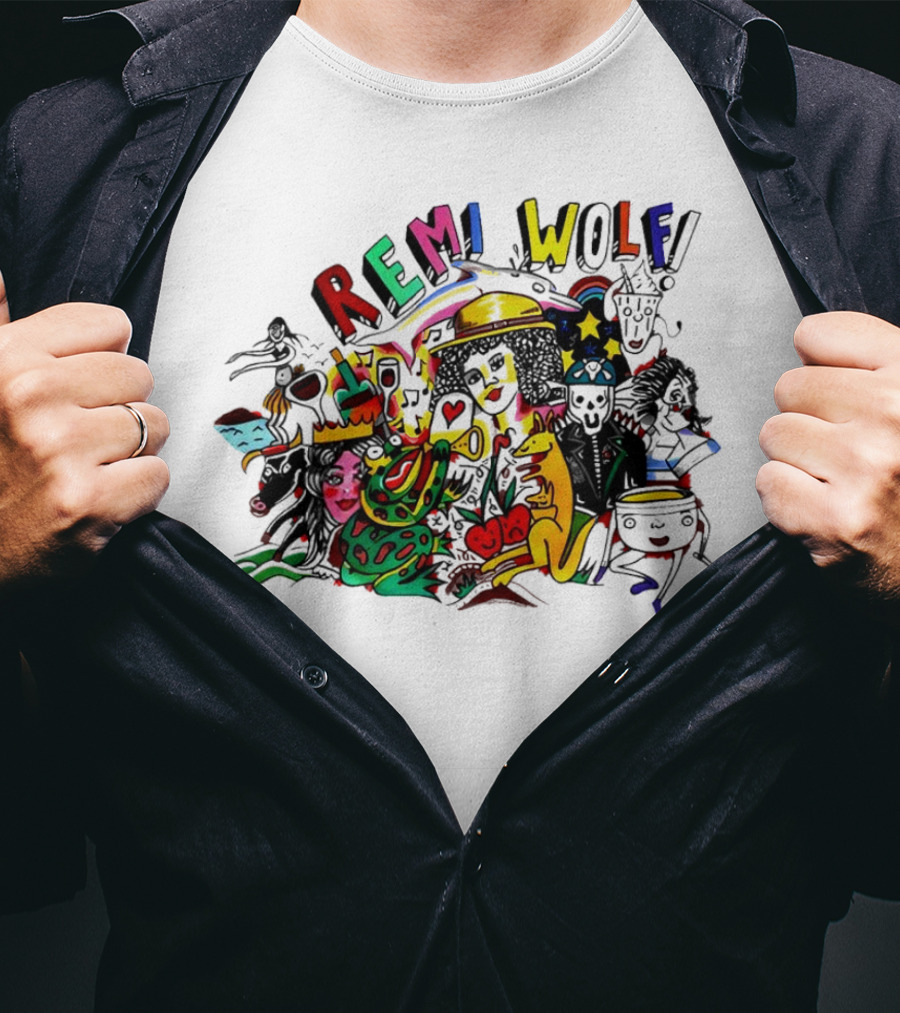 Big Ideas Remi Wolf Colorful Doodle Animation T-Shirt