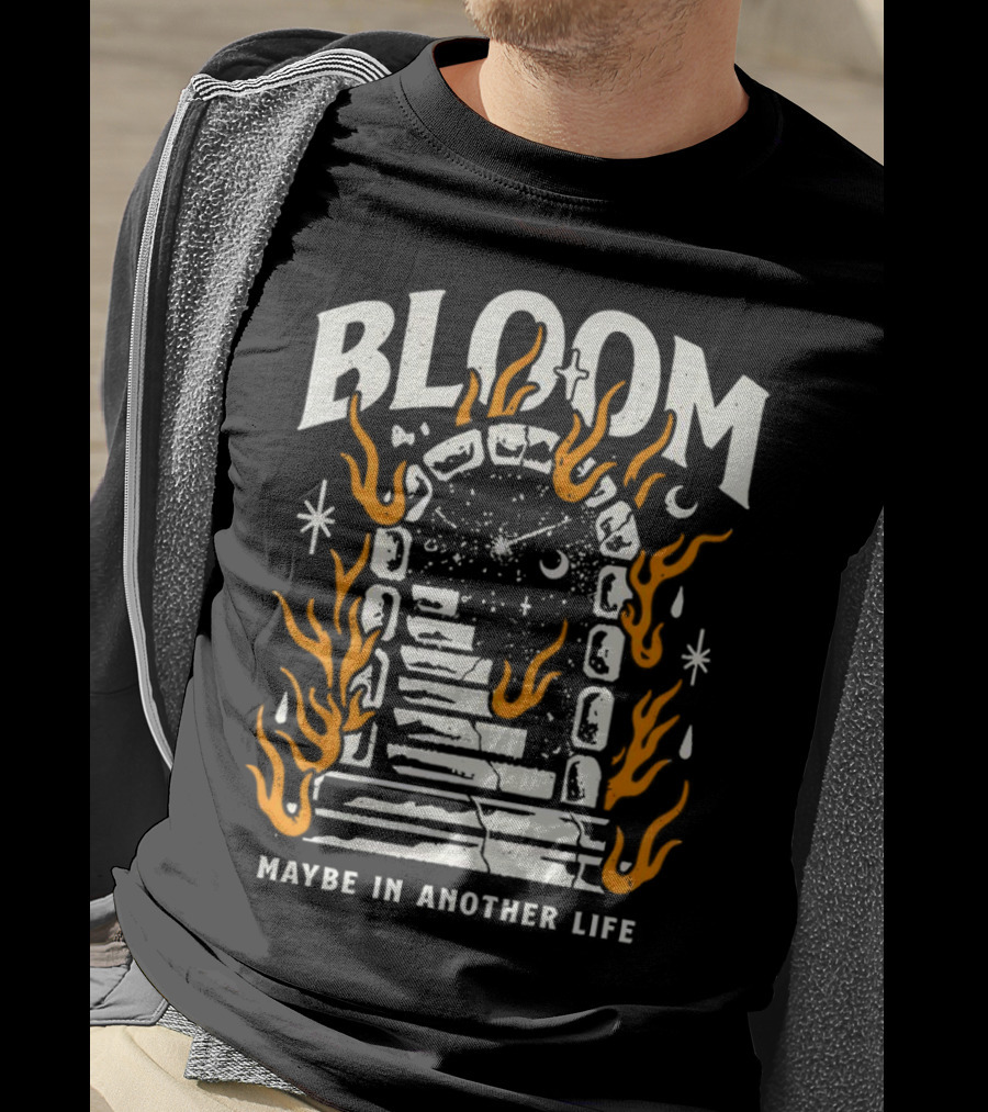Bloom Maybe In Another Life Cosmic Portal Flames Stairs T-Shirt