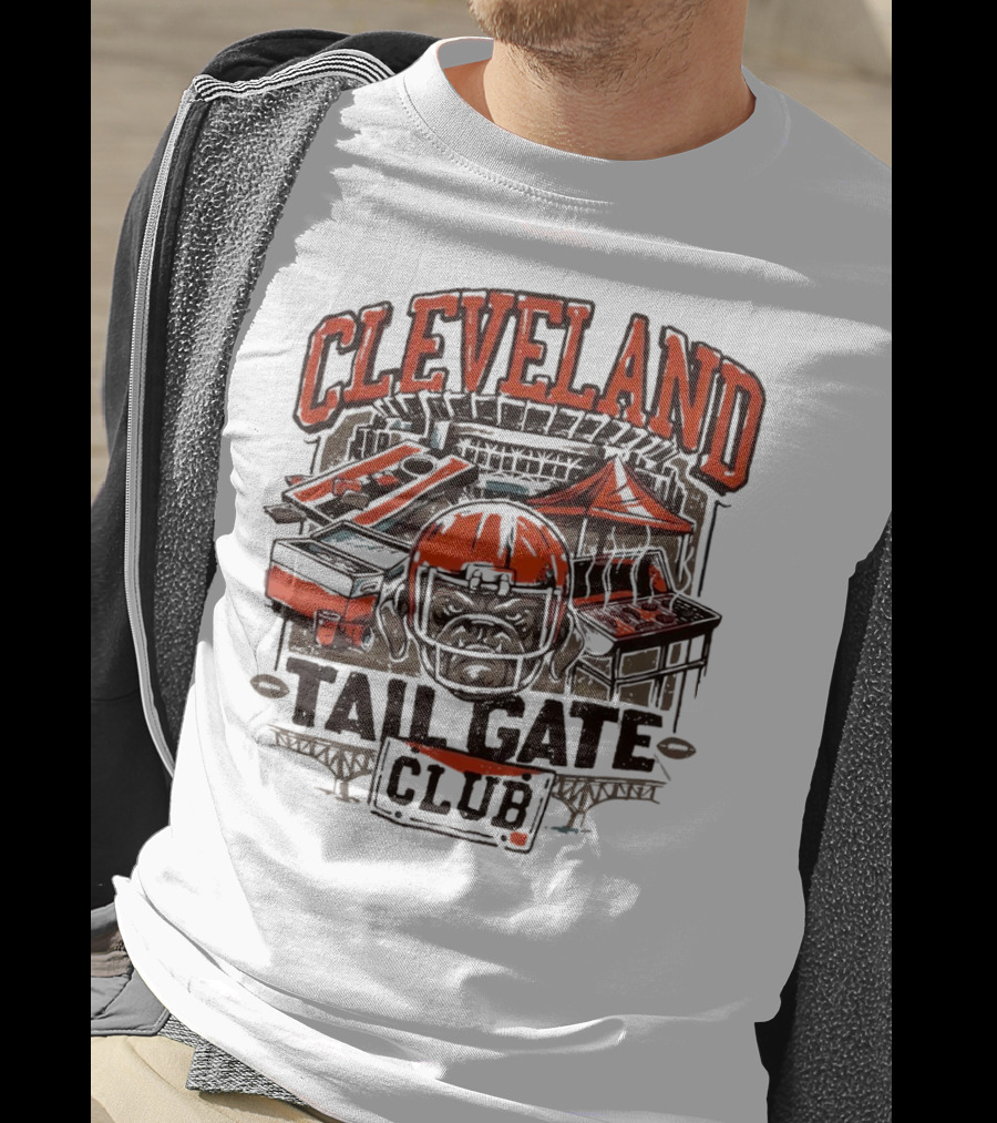 Cleveland Browns Tailgate Club Stadium Cornhole Helmet Grill T-Shirt
