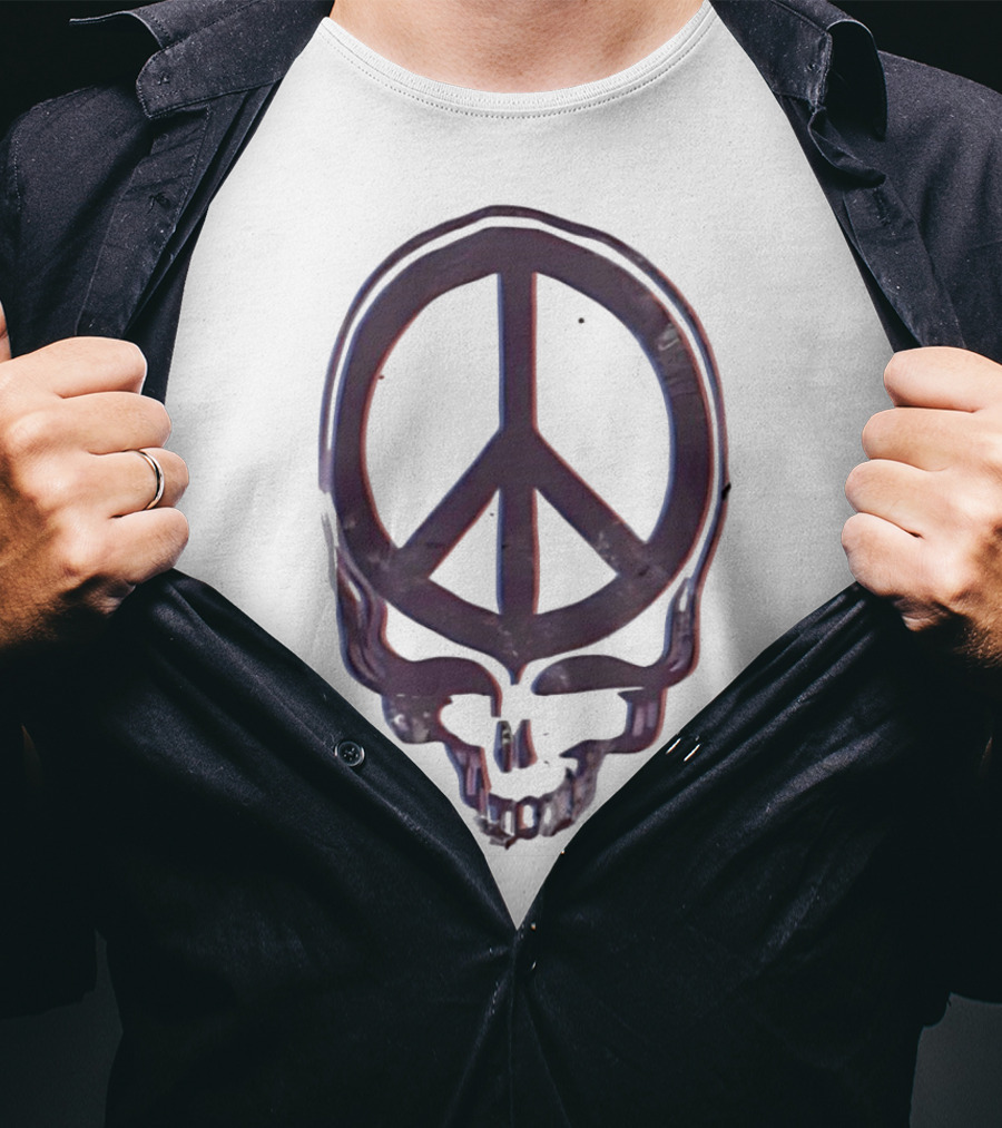 Peace Symbol Within Grateful Dead Skull T-Shirt