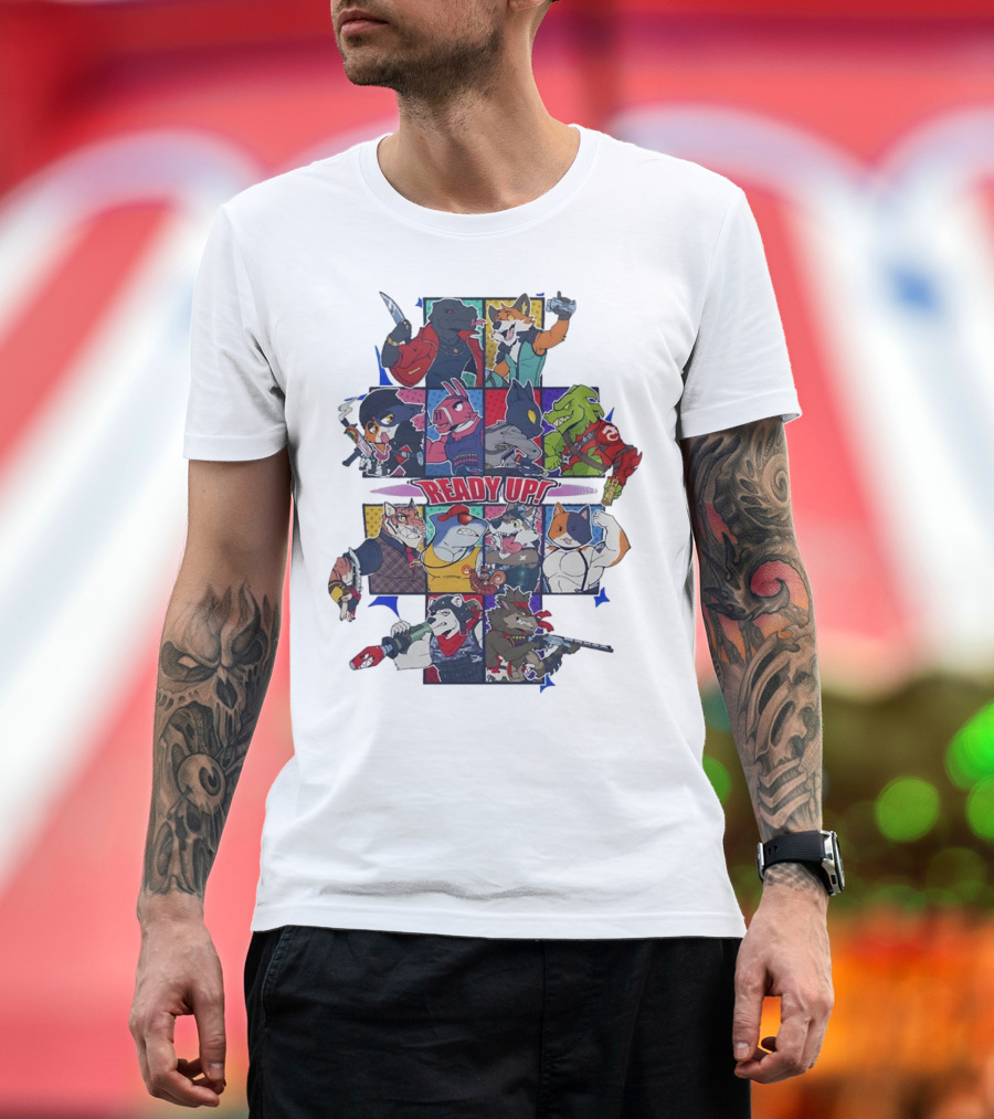 Ready Up Honoring Dragoneer’s Legacy Anthro Characters Grid with Weapons T-Shirt
