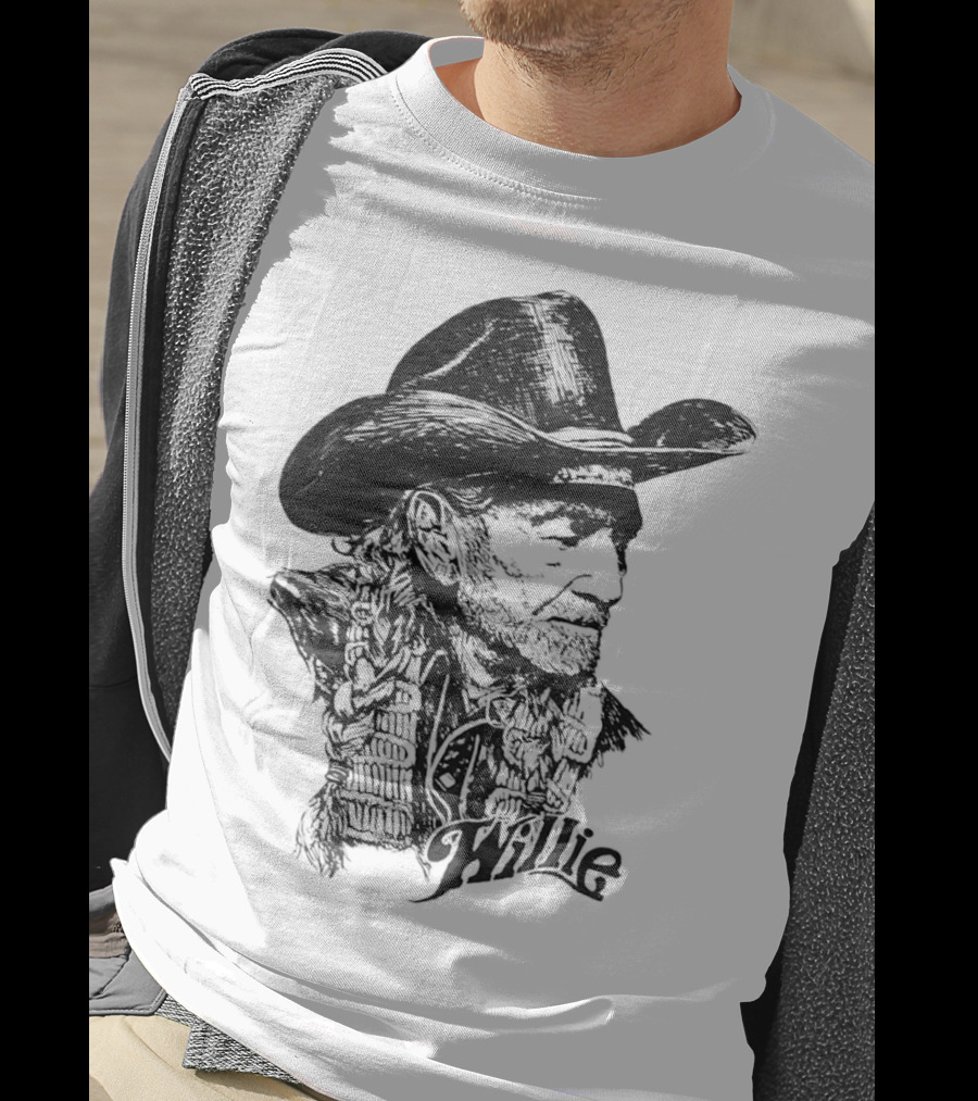 Willie Nelson Cowboy Hat Braid Classic Sketch T-Shirt