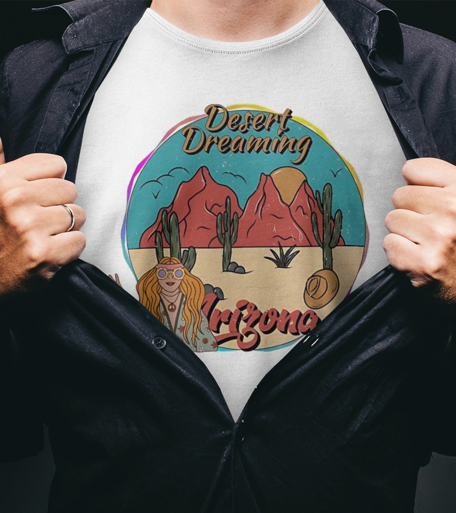 Desert Dreaming Arizona Vintage Cactus Sunset T-Shirt