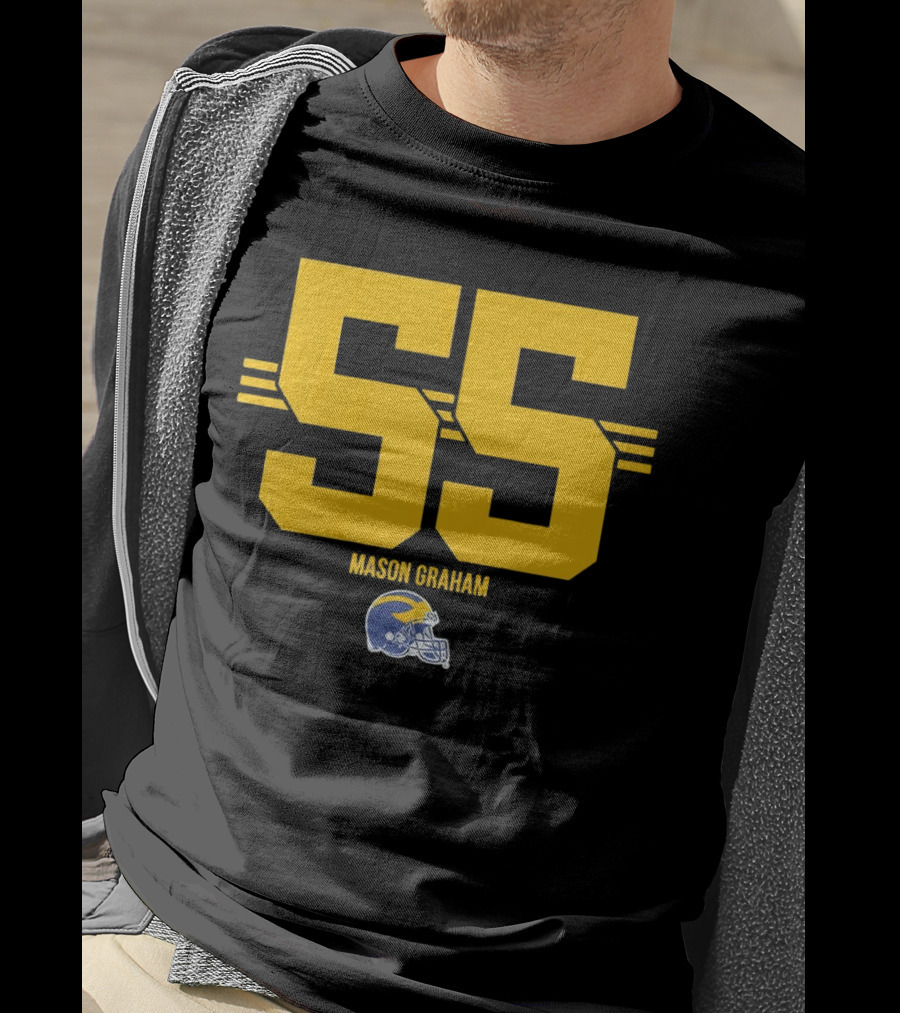 Michigan Wolverines Football Mason Graham 55 Helmet T-Shirt