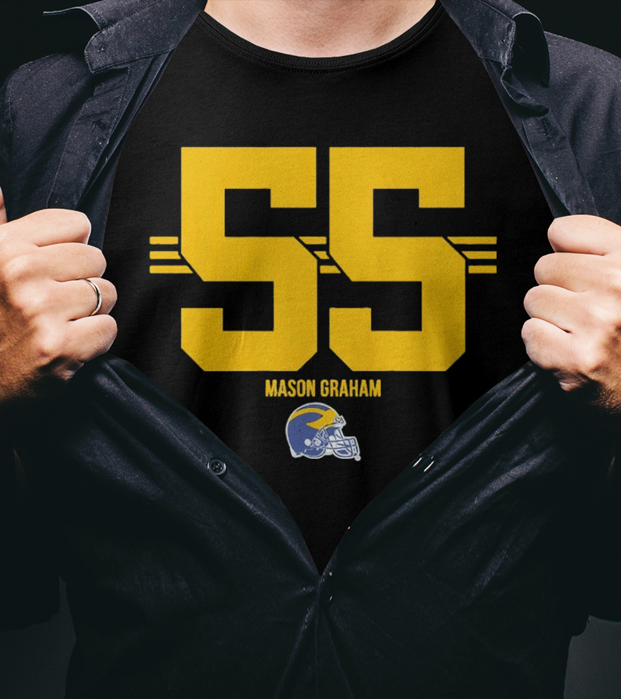 Michigan Wolverines Football Mason Graham 55 Helmet T-Shirt