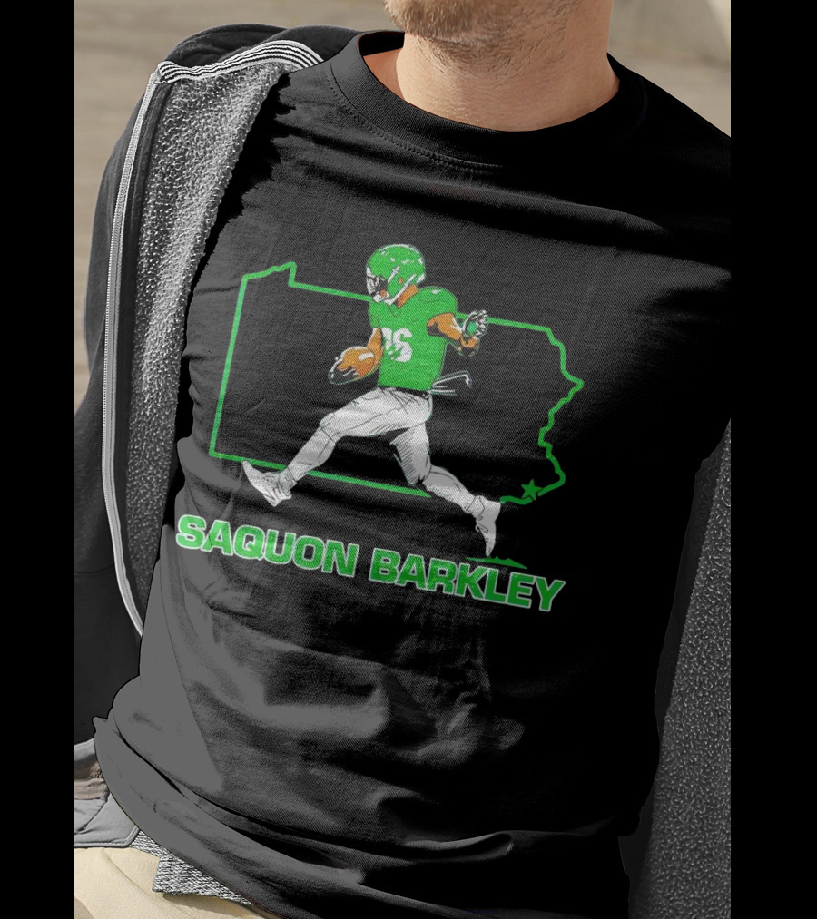 Saquon Barkley Running Back Pennsylvania Outline Star Player T-Shirt