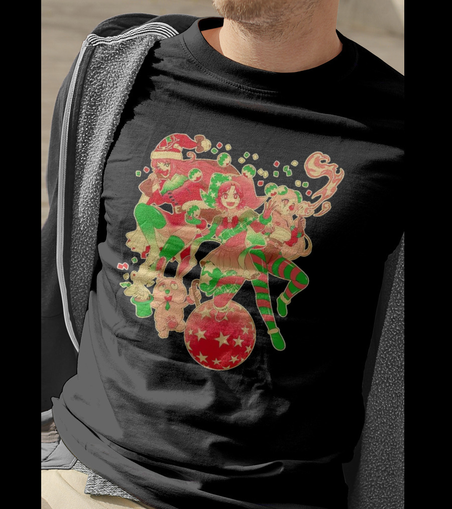 Merry Clownmas Coinbox Festive Characters With Snowflakes And Candy Canes T-Shirt