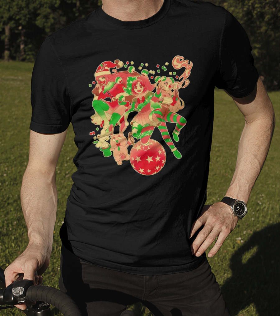 Merry Clownmas Coinbox Festive Characters With Snowflakes And Candy Canes T-Shirt
