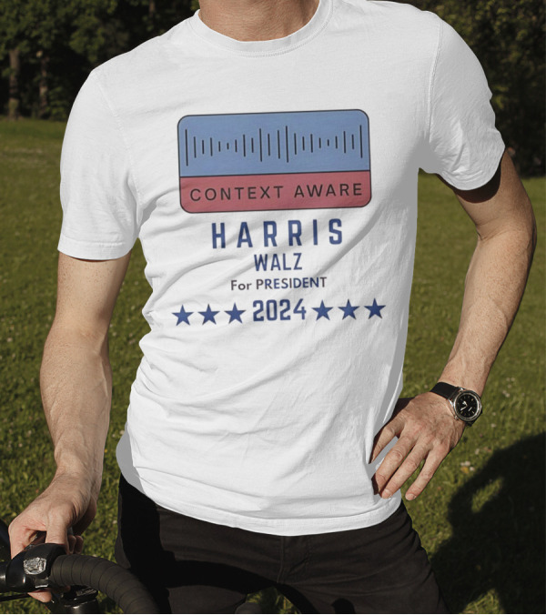 Context Aware Harris Walz For President 2024 Stars Stripes T-Shirt