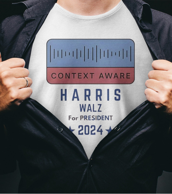 Context Aware Harris Walz For President 2024 Stars Stripes T-Shirt