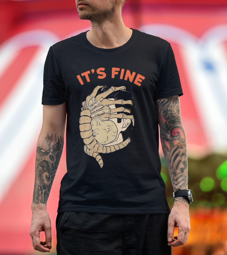It's Fine Facehugger Skeleton T-Shirt