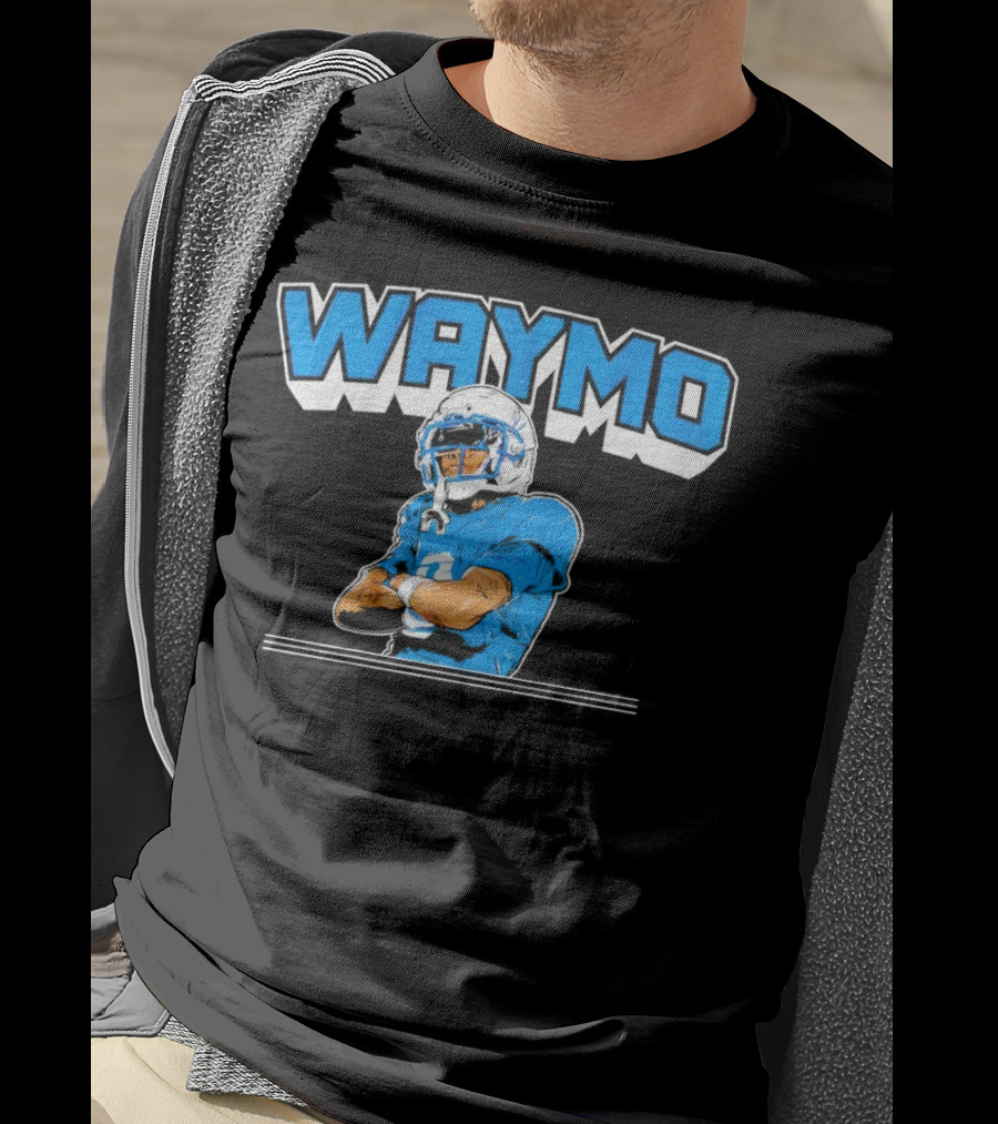 Waymo Football Player With Blue Jersey And Helmet T-Shirt