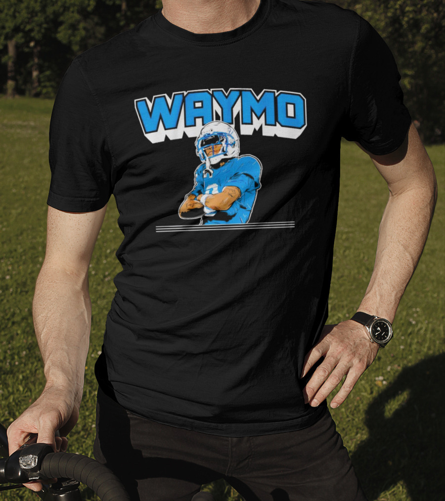 Waymo Football Player With Blue Jersey And Helmet T-Shirt
