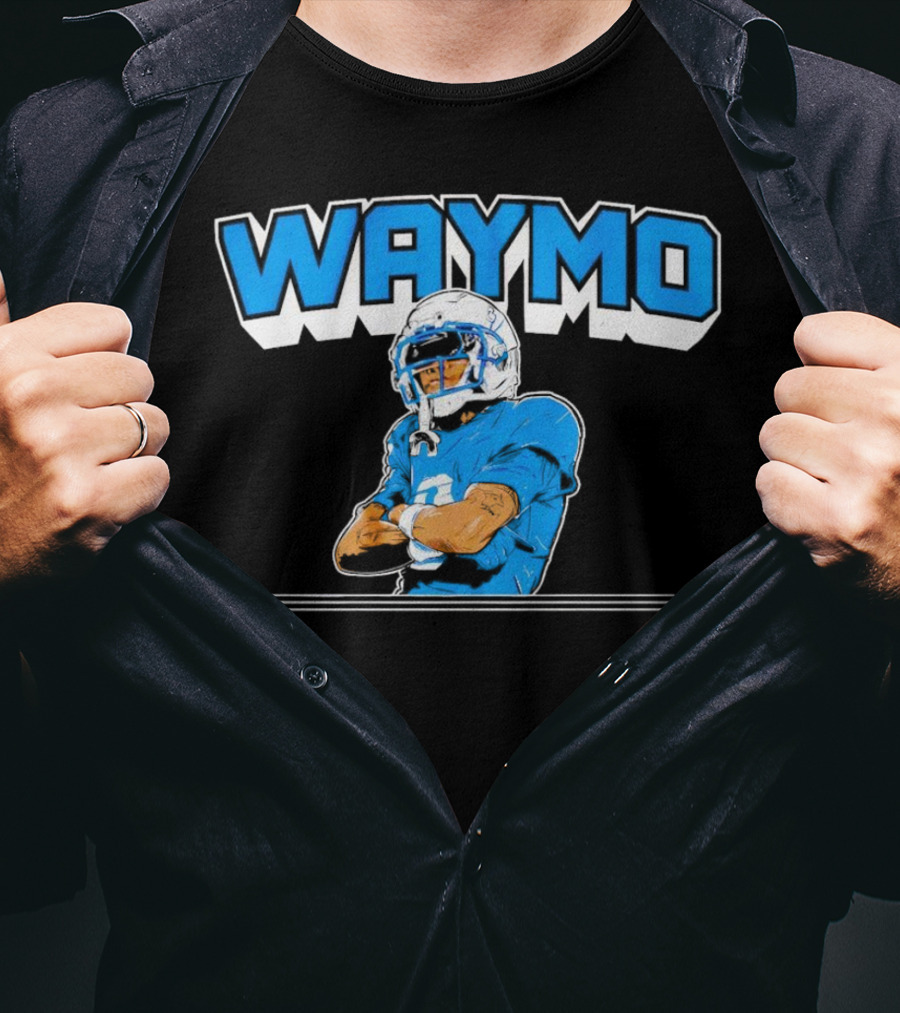 Waymo Football Player With Blue Jersey And Helmet T-Shirt