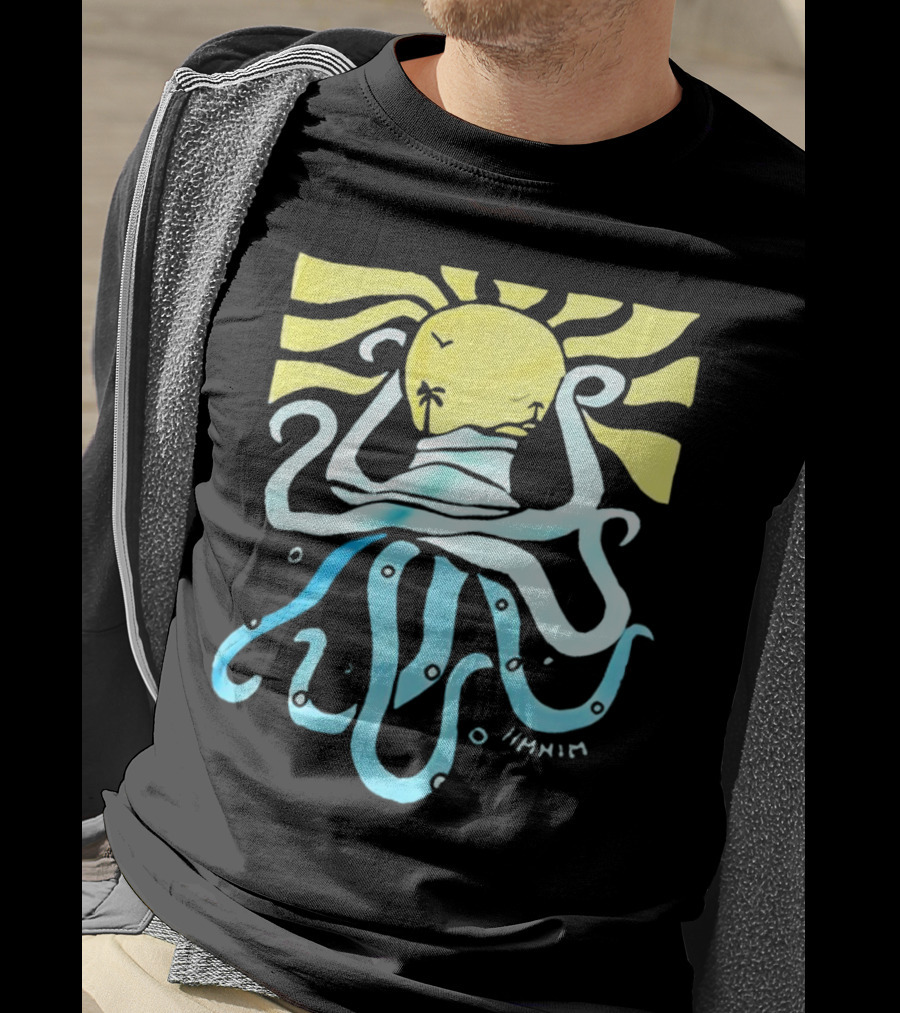 Mark Hoppus Octopus Sun Wave Palm Ocean Scene T-Shirt