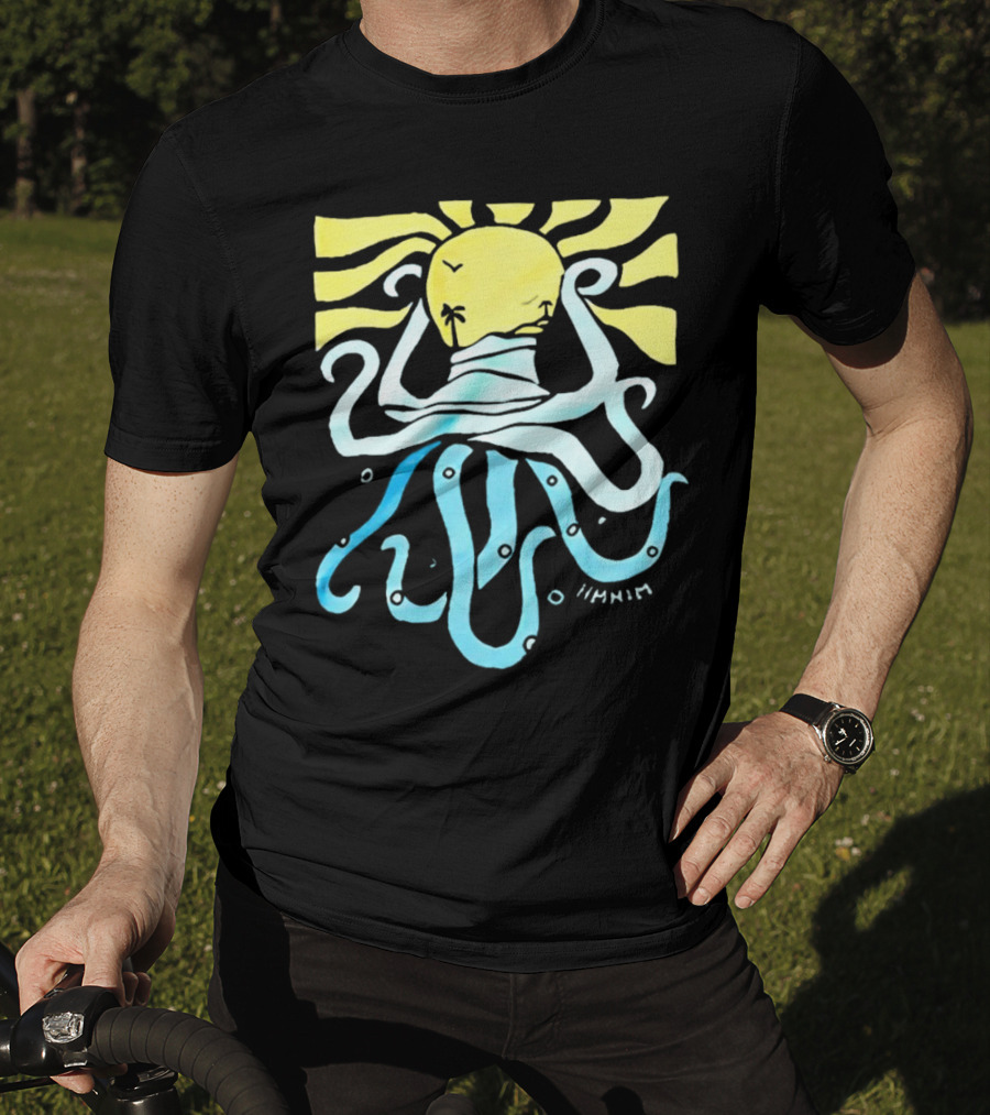 Mark Hoppus Octopus Sun Wave Palm Ocean Scene T-Shirt