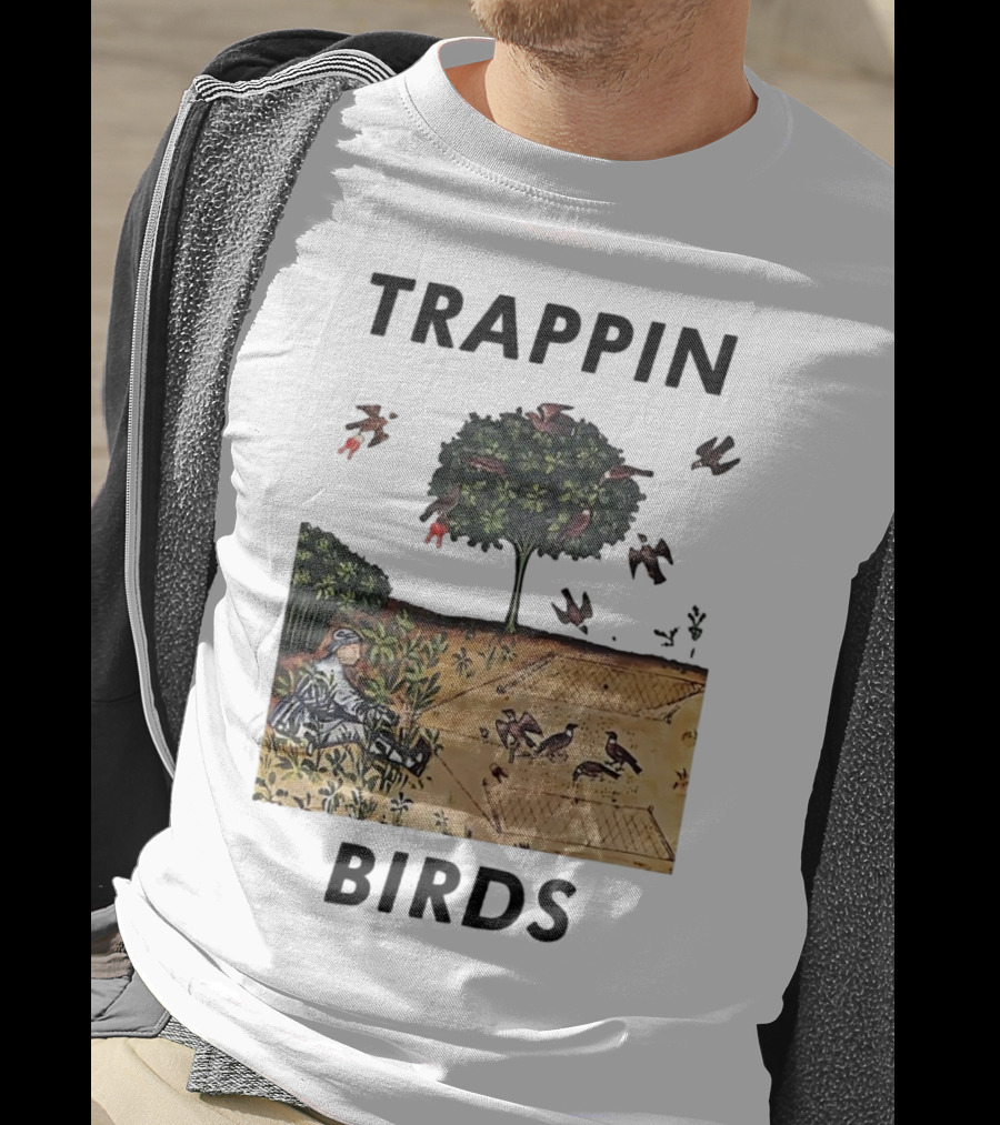 Trappin Birds Retro Medieval Hunting Scene T-Shirt