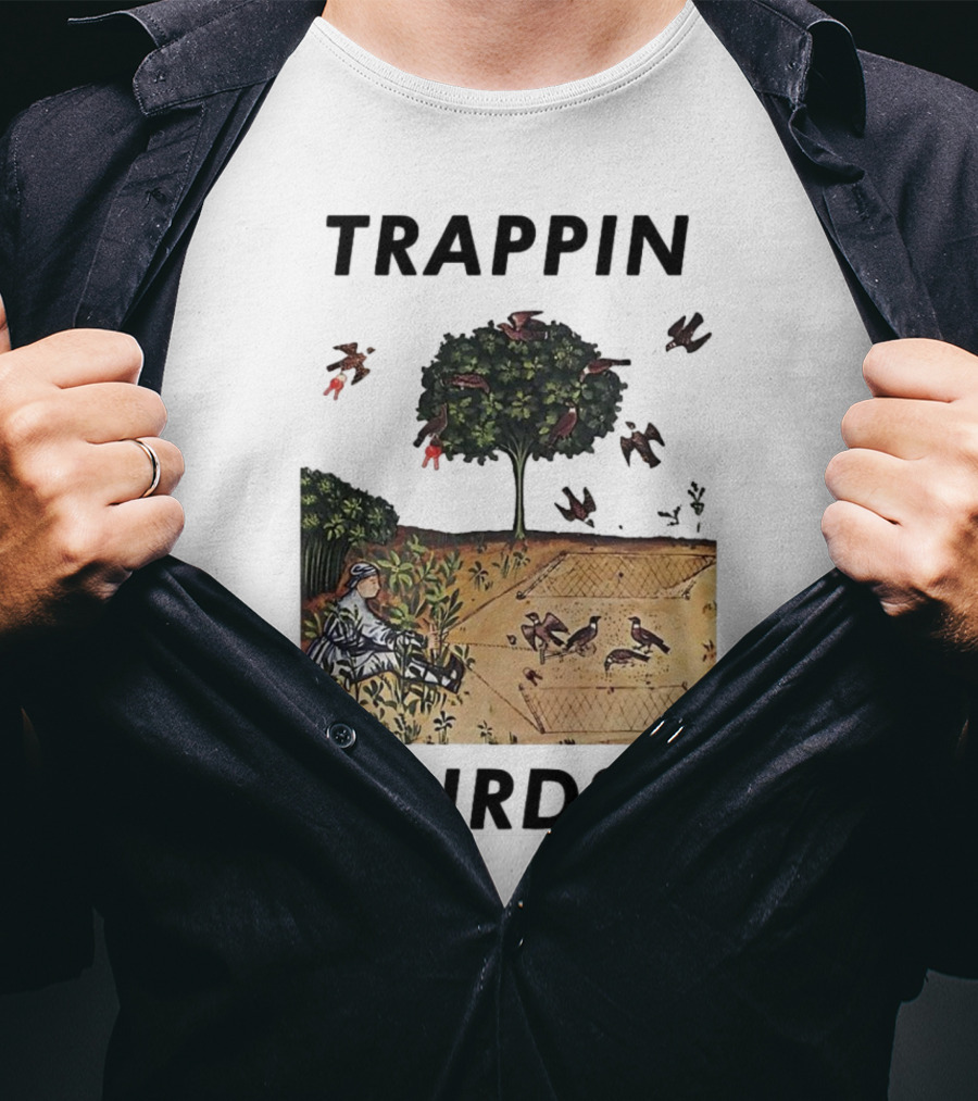 Trappin Birds Retro Medieval Hunting Scene T-Shirt