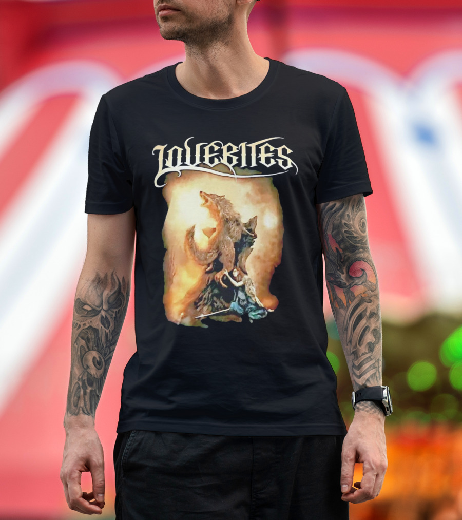 LOVEBITES Wolf Warrior Art With Knight And Sword T-Shirt