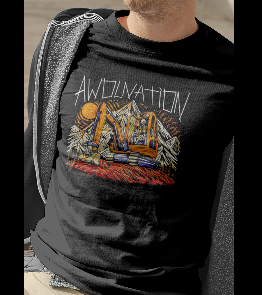 AWOLNATION Skeleton Excavator Mountains T-Shirt