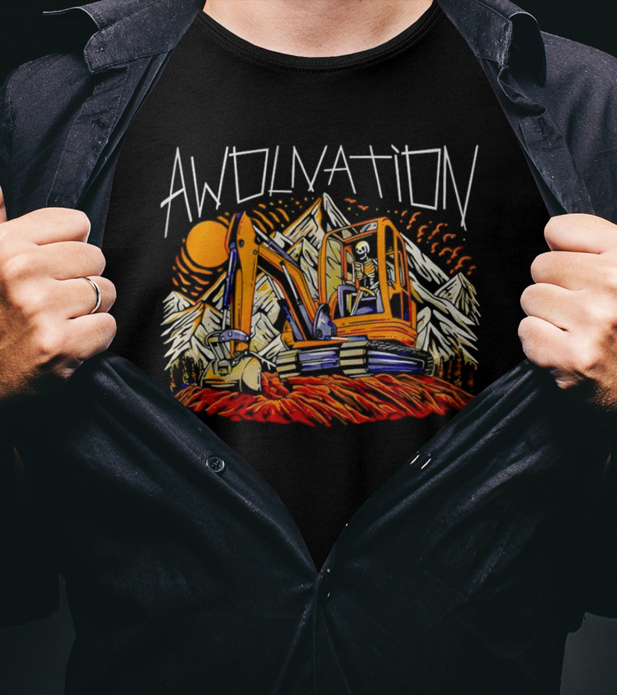 AWOLNATION Skeleton Excavator Mountains T-Shirt