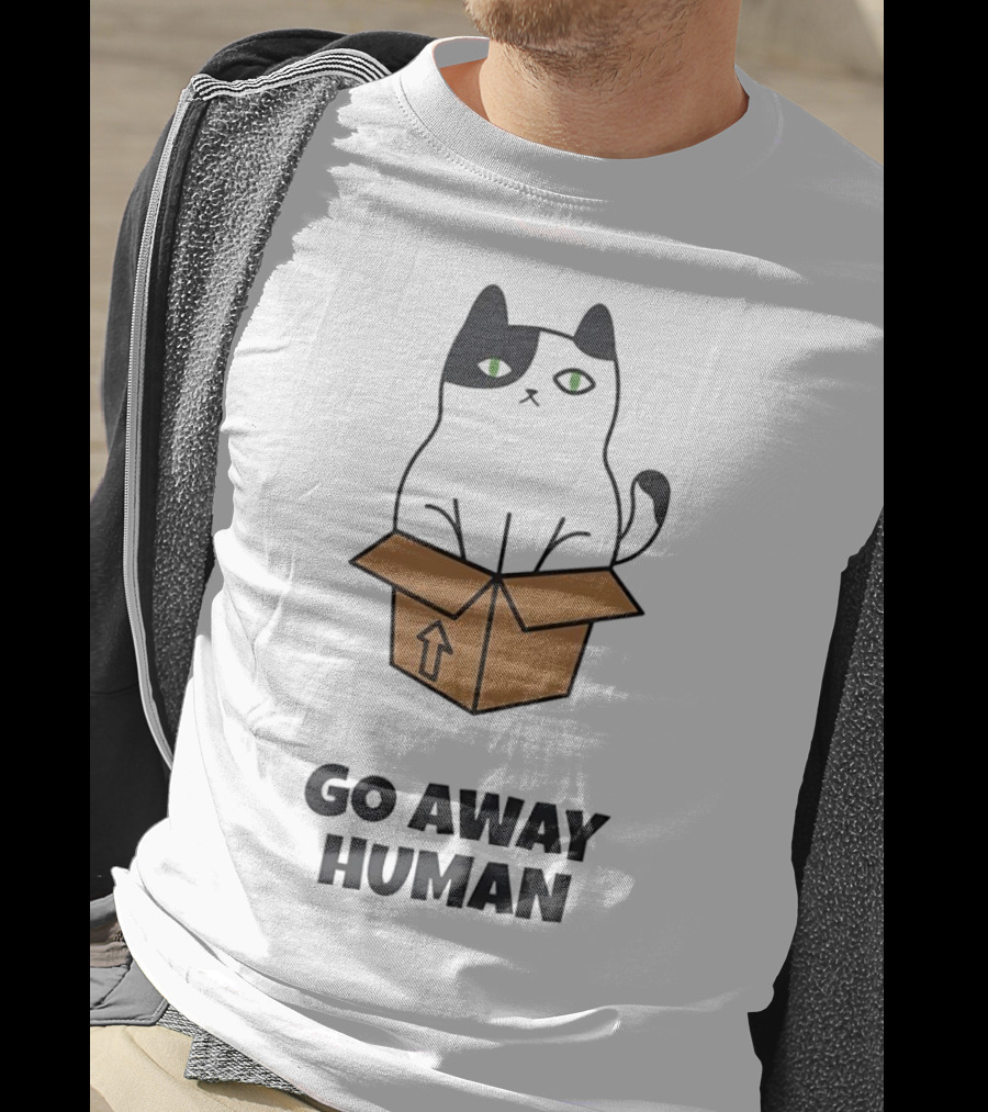 Black Cat In A Box Go Away Human T-Shirt