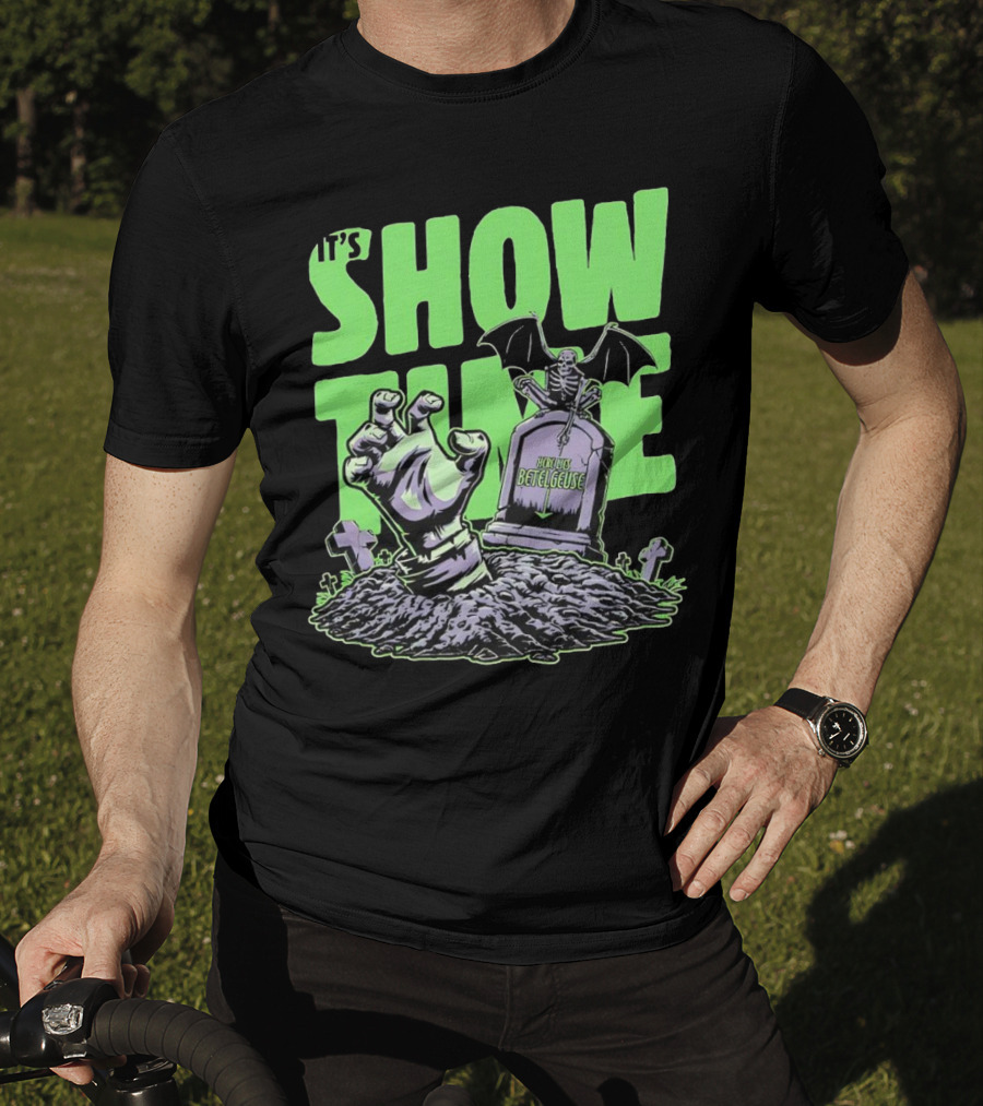 It's Showtime Here Lies Betelgeuse With Skeleton And Tombstone T-Shirt
